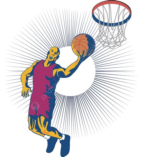 Basketball Player Dunking Male Illustration Dunking Vector Male