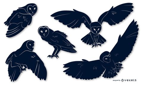 Barn Owl Animal Silhouette Pack Vector Download