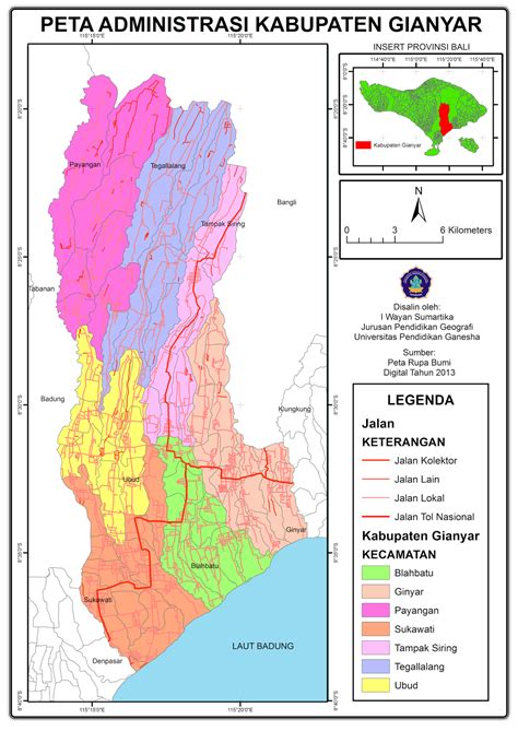 Peta Administrasi Kabupaten Gianyar