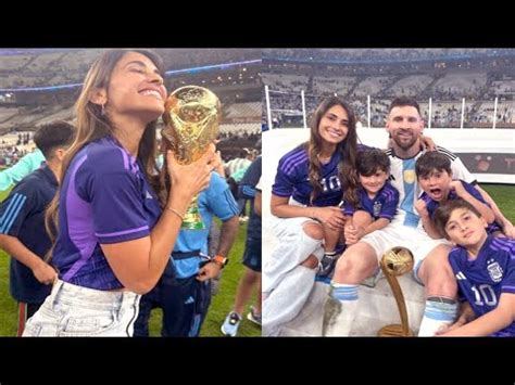 Messis Wife Antonela Roccuzzo Kisses Him After Argentinas World Cup