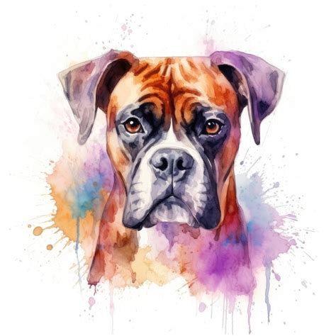 Premium Ai Image Watercolor Painting Of Boxer Dog