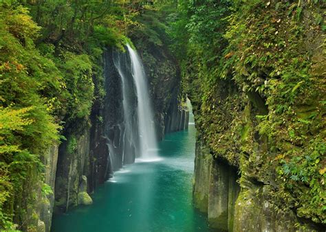 Cruise Through Takachiho Gorge A Volcanic Canyon By A Waterfall In Japan