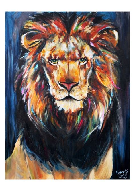 Lion Acrylic Painting Print A4 8x12inches Limited Edition