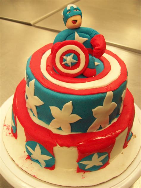 This wonderful cake design is a special birthday cake for young boys who like captain america. Capt America Cake | Captain america cake, Cute cakes, Cake