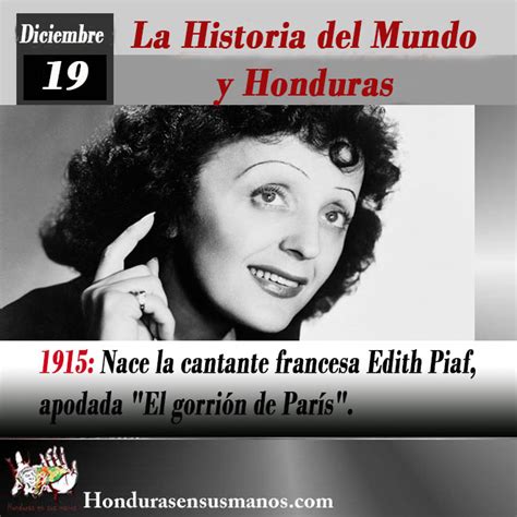 Nace La Cantante Francesa Edith Piaf Apodada El Gorrión De París