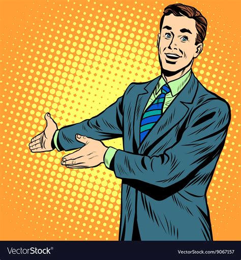 Businessman Promo Poster Pop Art Retro Royalty Free Vector