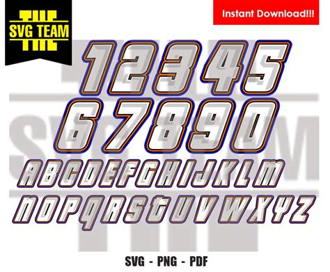 Racing Motorcycle Car Alphabet And Numbers 0 9 Svg Png Etsy