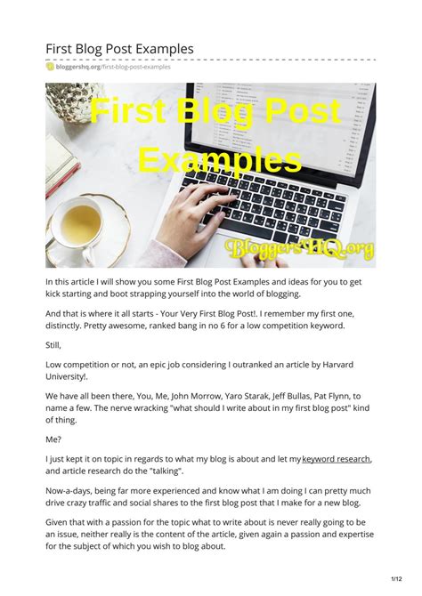 First Blog Post Examples Bloggershq By Derek Marshall Issuu
