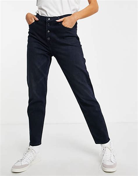 Calvin Klein Jeans Exposed Button Mom Jeans In Washed Black Asos