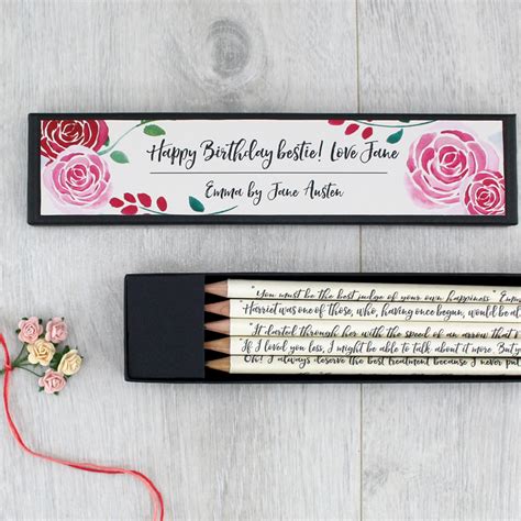 27 gifts for book lovers that we guarantee they won't return. Personalised Emma Quote Pencils. Jane Austen gifts for ...