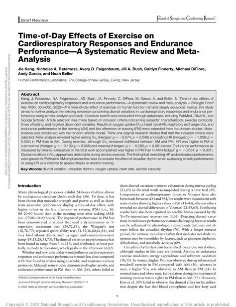 Pdf Time Of Day Effects Of Exercise On Cardiorespiratory Responses