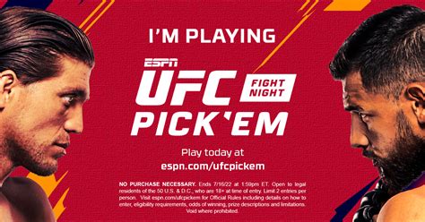 Espn Ufc Fight Night Pick Em Entry Settings Hot Sex Picture