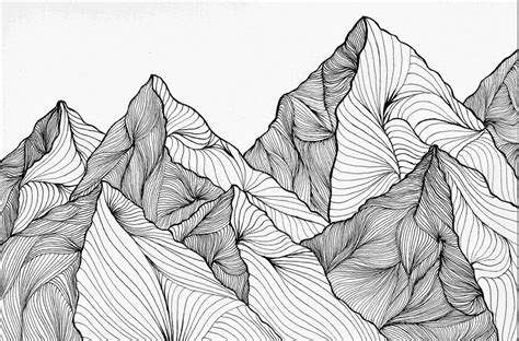 Curving Lines Mountain Landscape Art Print By Sitji And Baba X Small