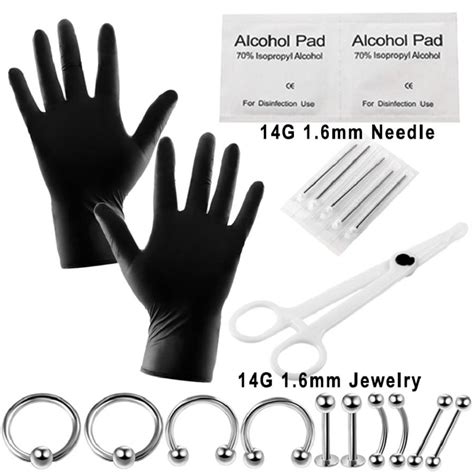 Mro 20pcsset Complete Body Piercing Kit Needle Tongue Rings Piercing Tool Set Shopee Singapore
