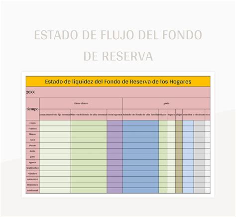 Plantilla De Excel Estado De Flujo Del Fondo De Reserva Y Hoja De