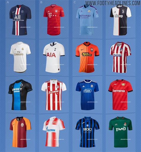 Overview All 32 Teams 2019 20 Uefa Champions League Kits Footy