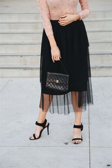Holiday Party Outfit Sheer Bodysuit Black Tulle Skirt — Alyssa Ponticello In Good Taste