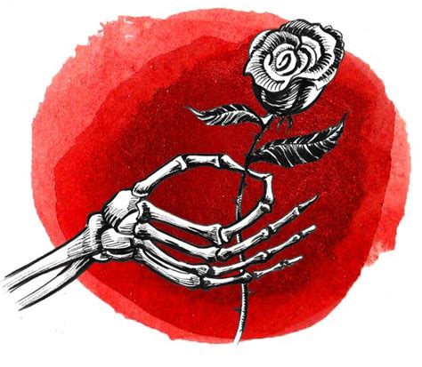 Premium Photo Skeleton Hand Holding A Rose Flower Handdrawn Vintage