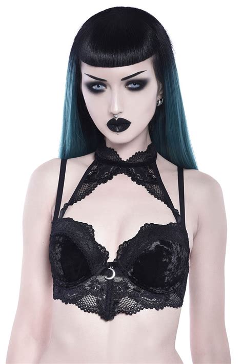Black Velvet Lace Bra With Moon Killstar Sexy Gothic Lingerie New Witch Kills0202