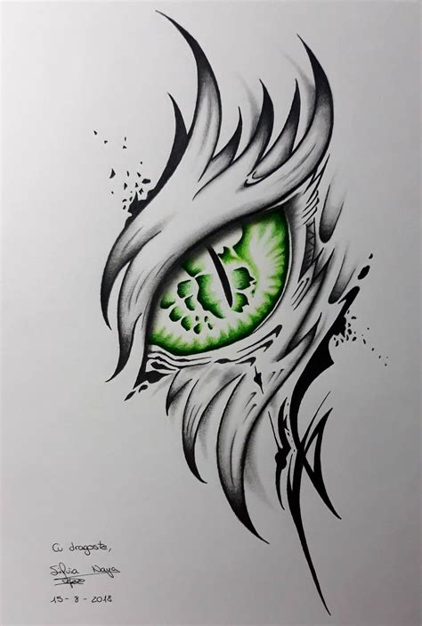 A Drawing Of An Eye With Green Eyes