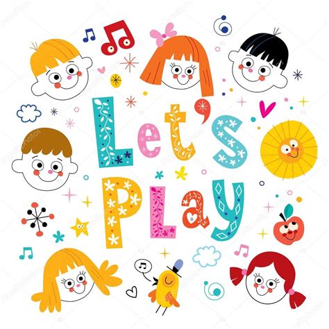Lets Play Kids Design Stock Vector By ©aliasching 124074918