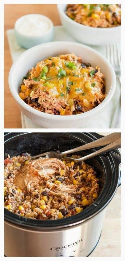 Place chicken and diced onion in slow cooker and add broth, salsa, and seasonings. Cooking Pinterest: Crock Pot Chicken Burrito Bowls Recipe