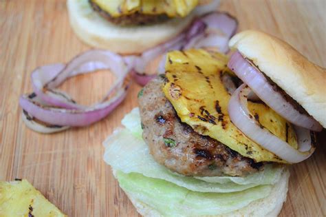 Grilled Pineapple Teriyaki Turkey Burgers With Grilled Onions