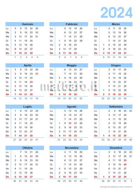 Calendario 2024 Da Stampare Con Le Festività Italiane