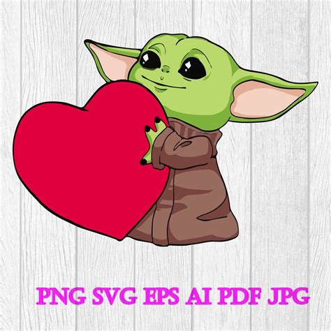 Baby Yoda With Heart Svg Standing Yoda Grogu Baby Yoda Svg Etsy