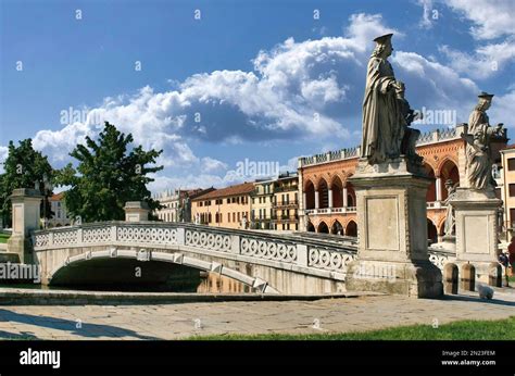 Prato Della Valle Square In The City Of Padua With The Memmia Island Surrounded Italy Stock
