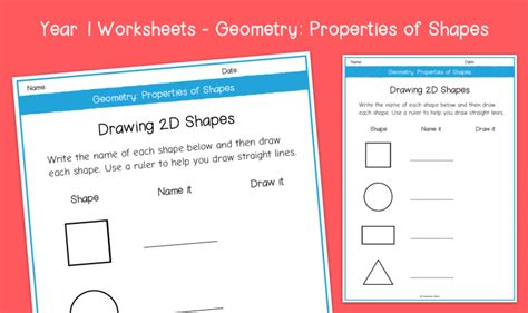 Year 1 Drawing 2d Shapes Worksheets Ks1 Geometry Properties Of