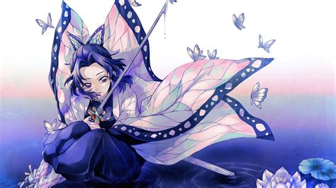 Demon Slayer Shinobu Kochou With Sword And Flying Butterflies 4k Hd