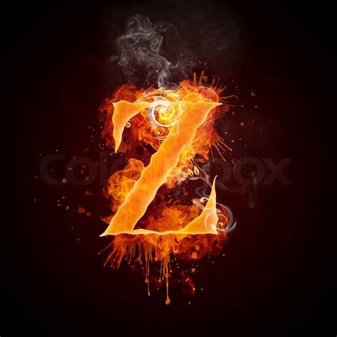 Fire Swirl Letter Z Isolated On Black Background Computer Design