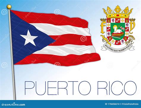 Puerto Rico Bandera Nacional Oficial Y Escudo De Armas Ilustración Del