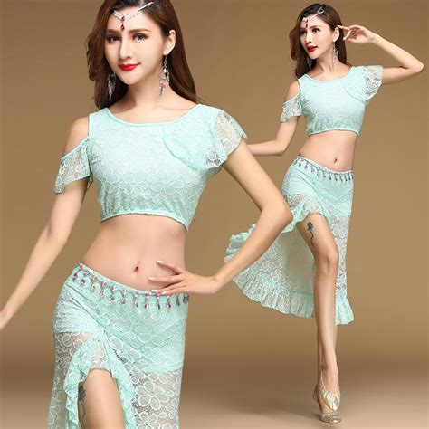 2018 New Women Dancewear Belly Dance Clothes Costume Set Lace Outfit Girls Bellydance Practice