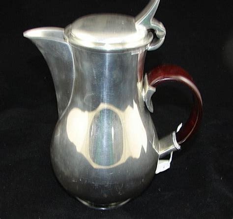 Stylish Selangor pewter water jug with timber handle - Pewter - Metalware