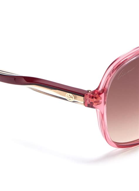 Lyst Gucci Oversized Round Frame Sunglasses In Pink