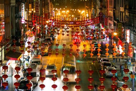 Chinatown Nocy Uliczna Scena W Miasto Nowy Jork Obraz Editorial Obraz