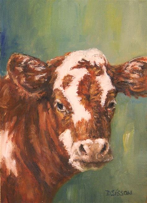 Daily Painting Projects Spotted Calf Oil Painting Cow Art Farm Animals