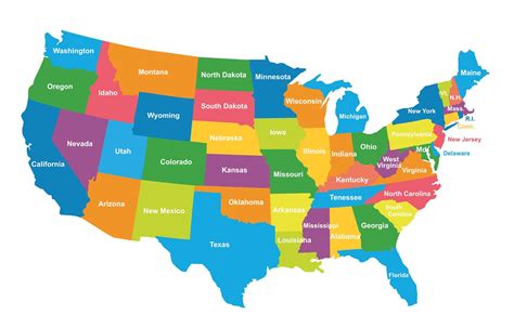 Usa Political Map Colored Regions Map Ephotopix