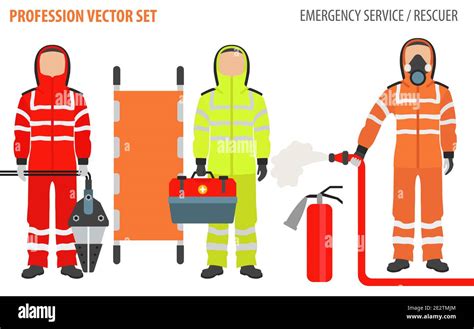 Profession And Occupation Set Rescuer S Equipment Emergency Service