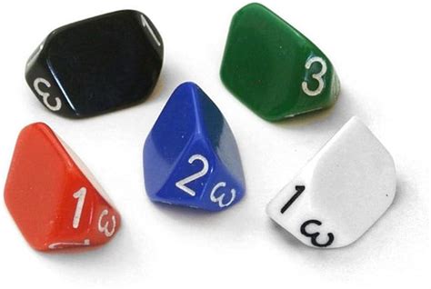 Set Of 3 Sided D3 Dice In Five Colors Toys And Games