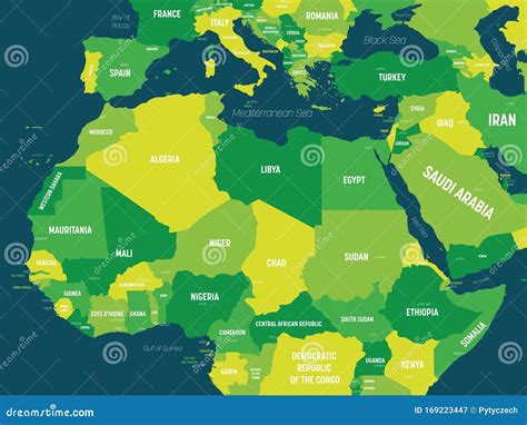 Mapa Do Norte Da África Matiz Verde Colorido Sobre Fundo Escuro Mapa