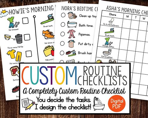 Custom Kids Checklist Morning Routine Daily Chore Etsy Cleaning