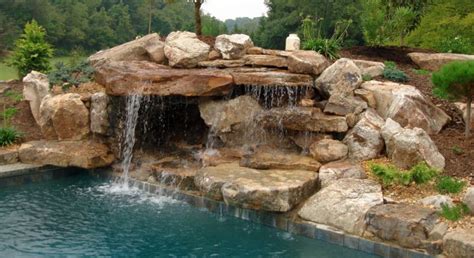 Look through swimming pool waterfall pictures in different colors and styles and when you find some swimming pool waterfall that inspires you, save it to an ideabook or contact the pro who made them happen to see what kind of design ideas they have for your home. 17 Fascinating Pools With Waterfalls Ideas