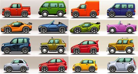 The Different Colored Cars Are Shown In This Image