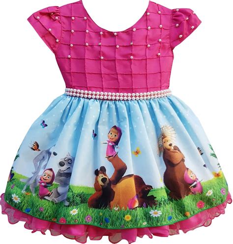 Vestido Infantil Masha E O Urso Festa Infantil Luva Tiara R 13900