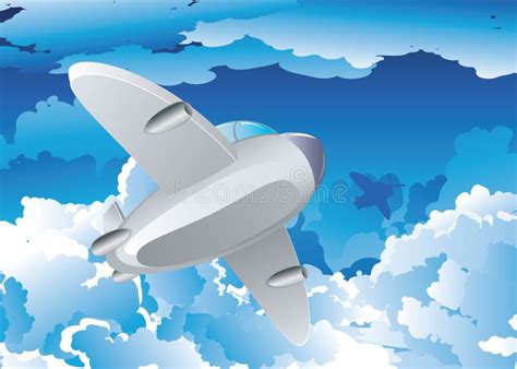 Cartoon Airplane Blue Sky Stock Illustrations 3775 Cartoon Airplane