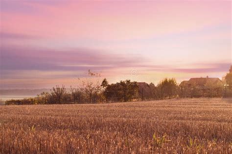 Beautiful Sunset Landscape Background With Pastel Sky Stock Image