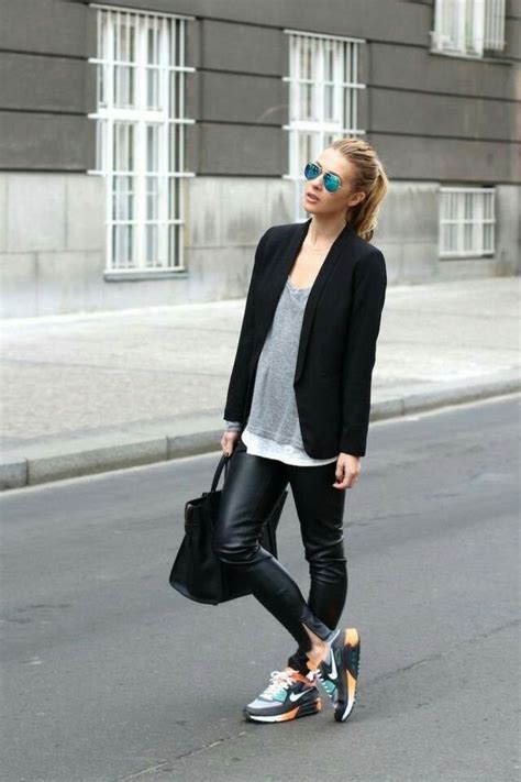 Leather Pants Spring Outfits Casual Fashion Outfit With Nikes